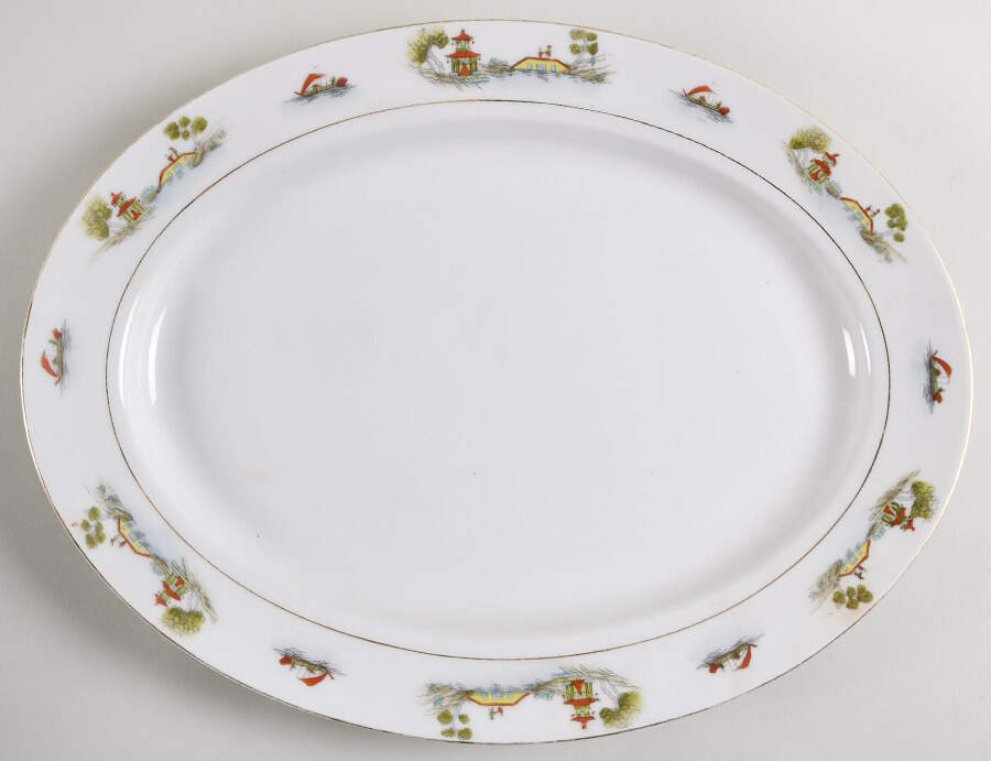 The Pagoda 16" Oval Serving Platter by Noritake-1