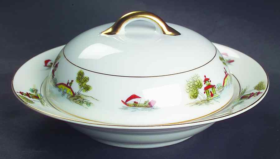 The Pagoda Round Covered Butter by Noritake-1
