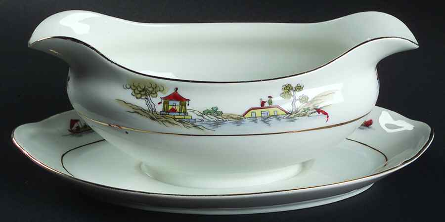 The Pagoda Gravy Boat w/Attached Underplate No Lid by Noritake-1