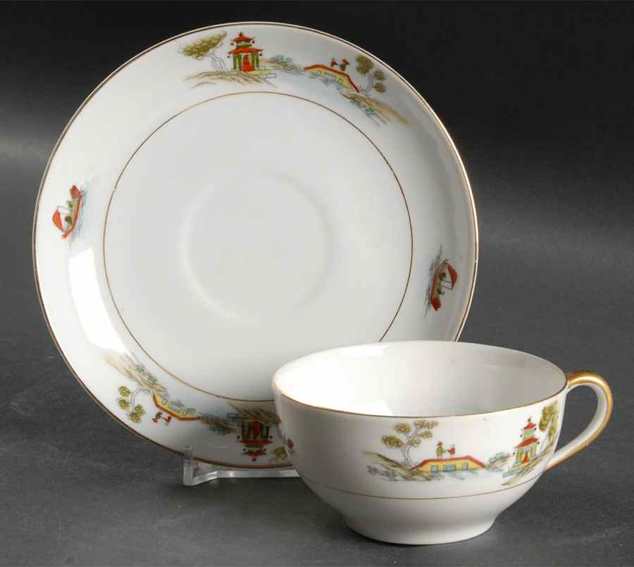 The Pagoda Flat Cup & Saucer Set by Noritake-1