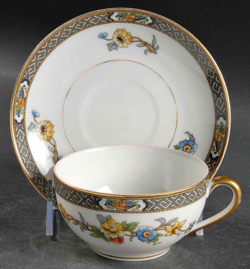 Paisley Flat Cup & Saucer Set by Noritake-1