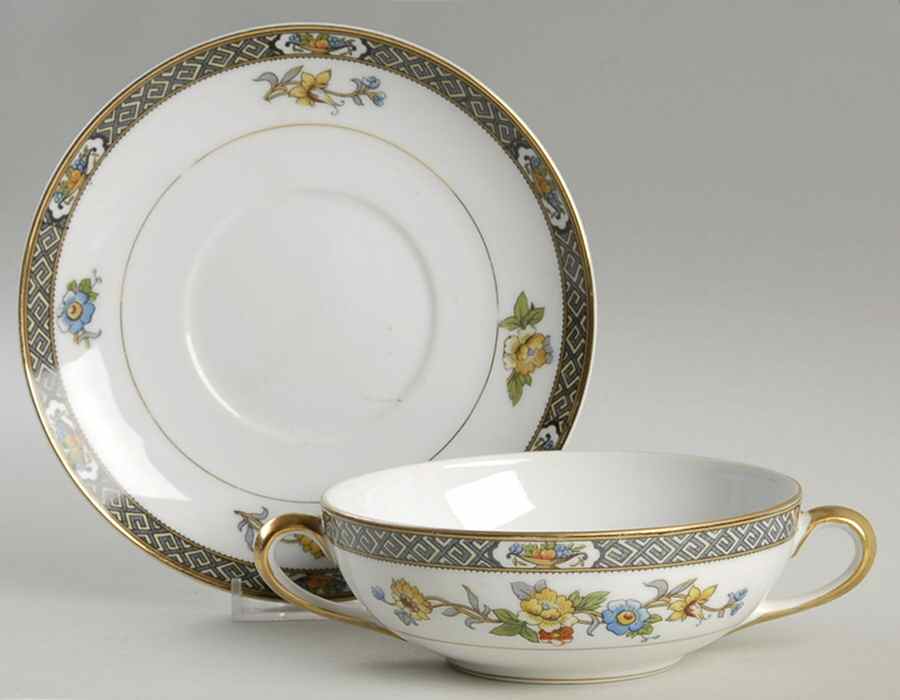 Paisley Flat Cream Soup Bowl & Saucer Set by Noritake-1