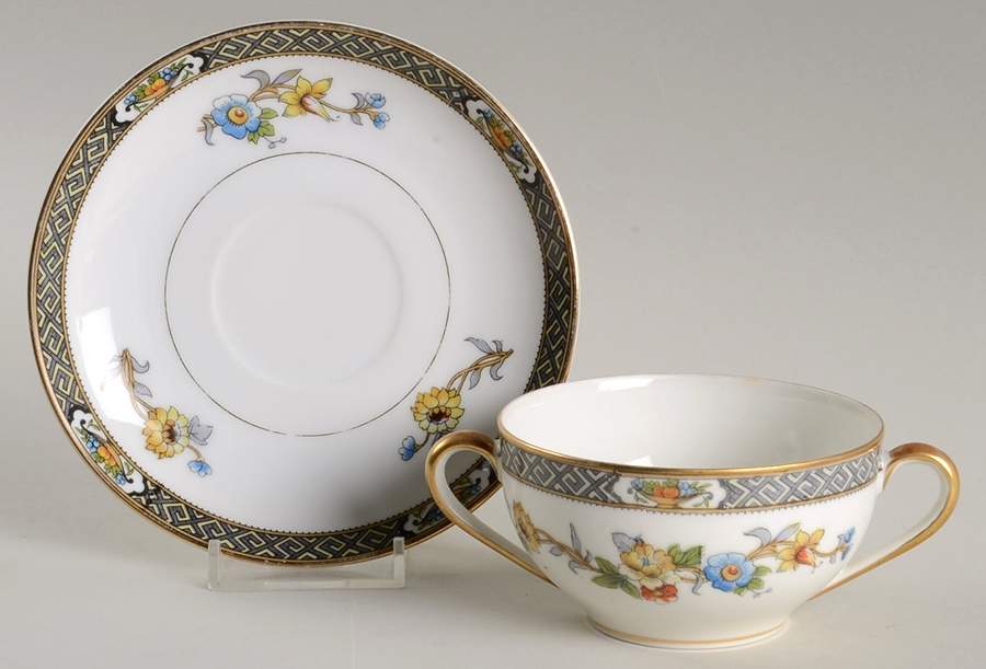 Paisley Flat Bouillon Cup & Saucer by Noritake-1