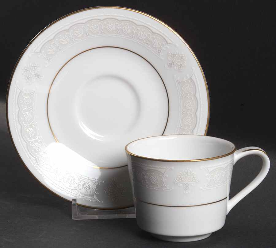 Parisian Lace Flat Demitasse Cup & Saucer Set by Noritake-1