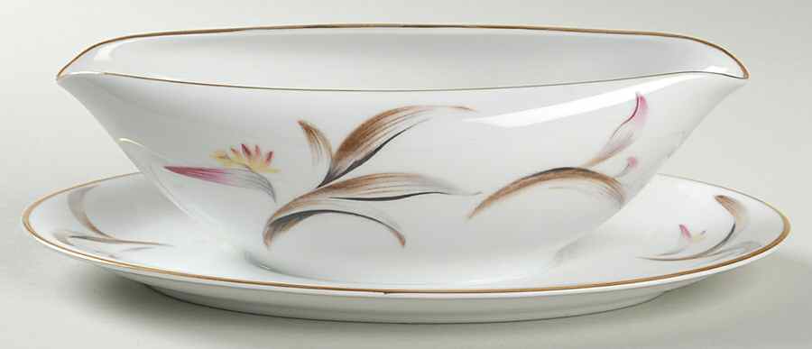 Paradise Gravy Boat with Attached Underplate by Noritake-1