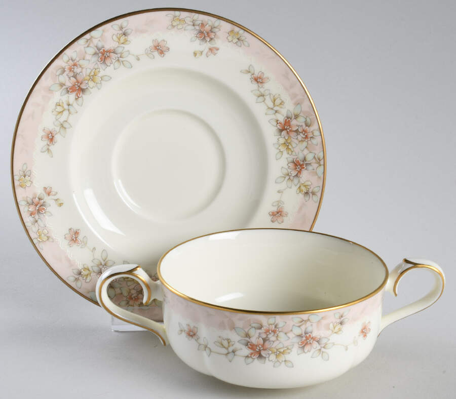 Parkhill Flat Cream Soup Bowl & Cup Saucer Set by Noritake-1