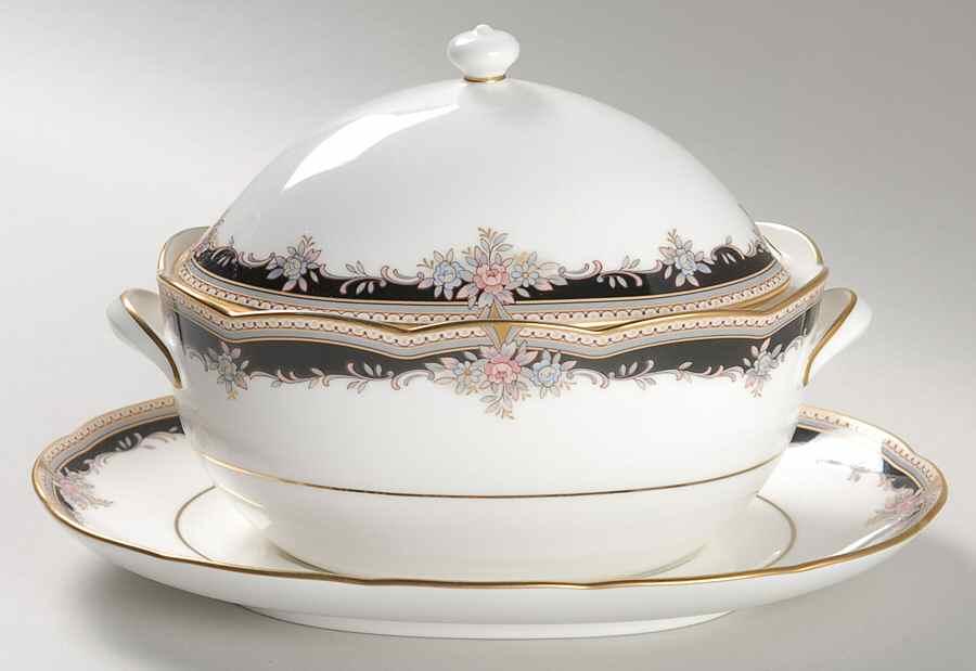 Palais Royal Gravy Boat & Lid w/Underplate by Noritake-1