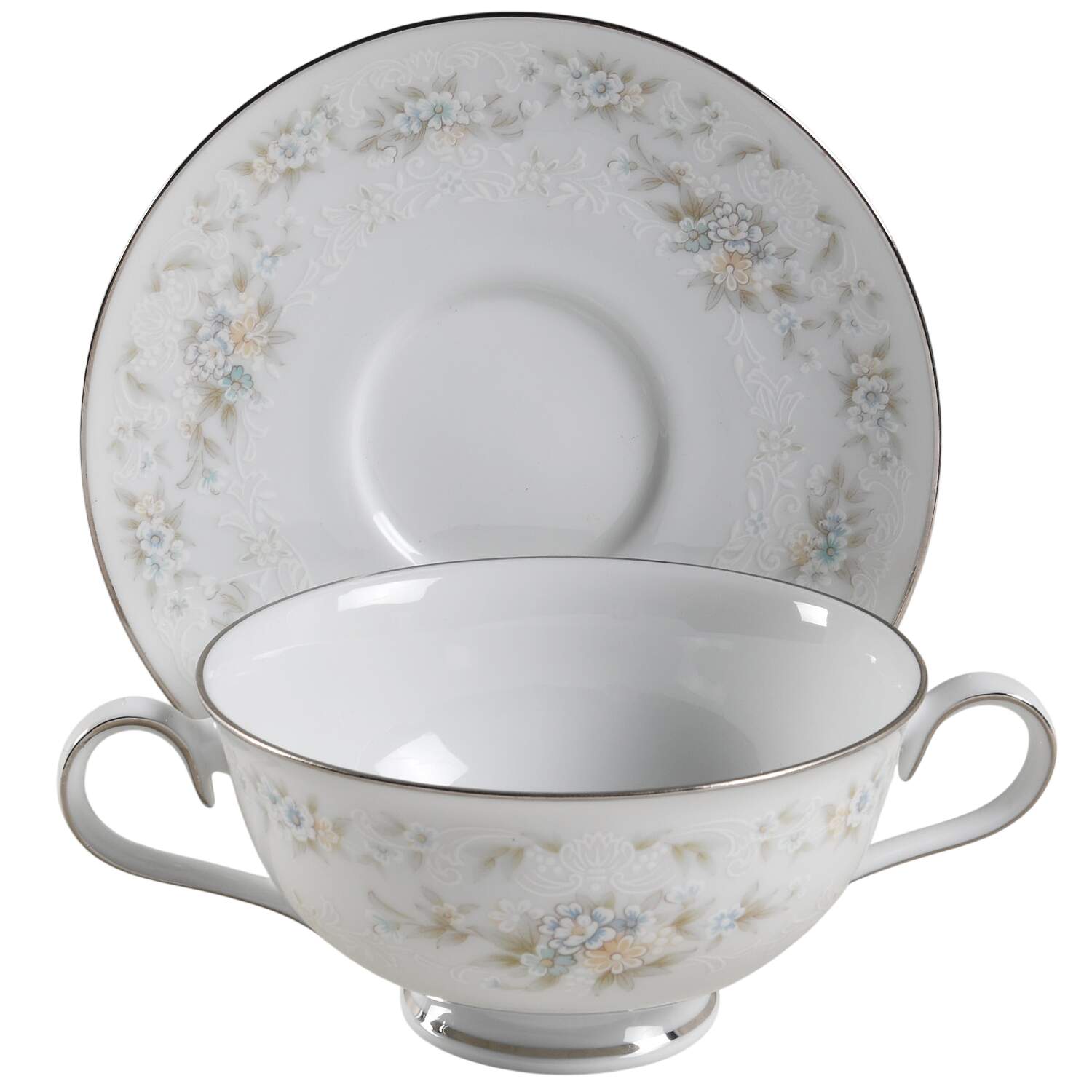 Patience Footed Cream Soup Bowl & Cup Saucer Set by Noritake-1