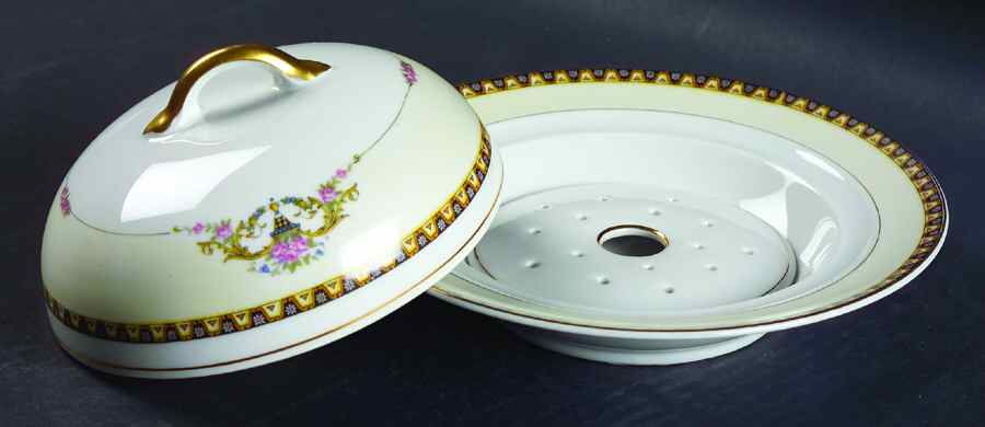 Patrician Round Covered Butter with Strainer by Noritake-1