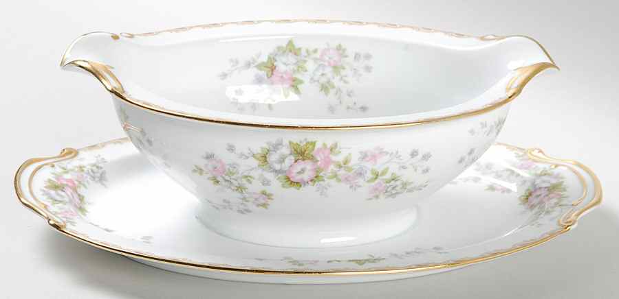 Petite Fleur Gravy Boat with Attached Underplate by Noritake-1