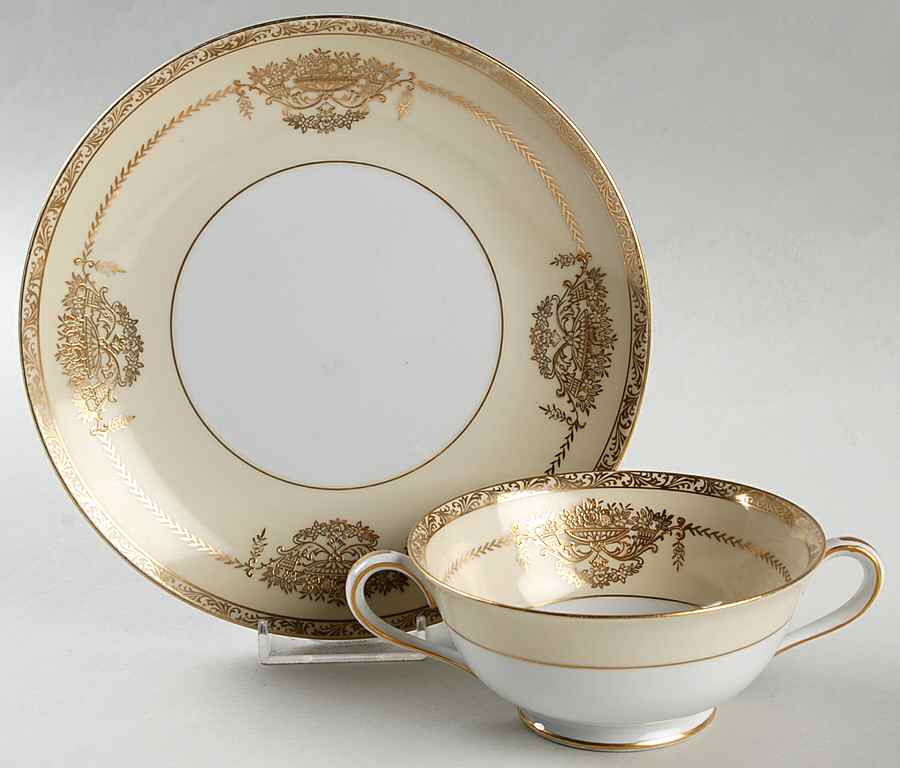 Penelope Footed Cream Soup Bowl & Saucer Set by Noritake-1