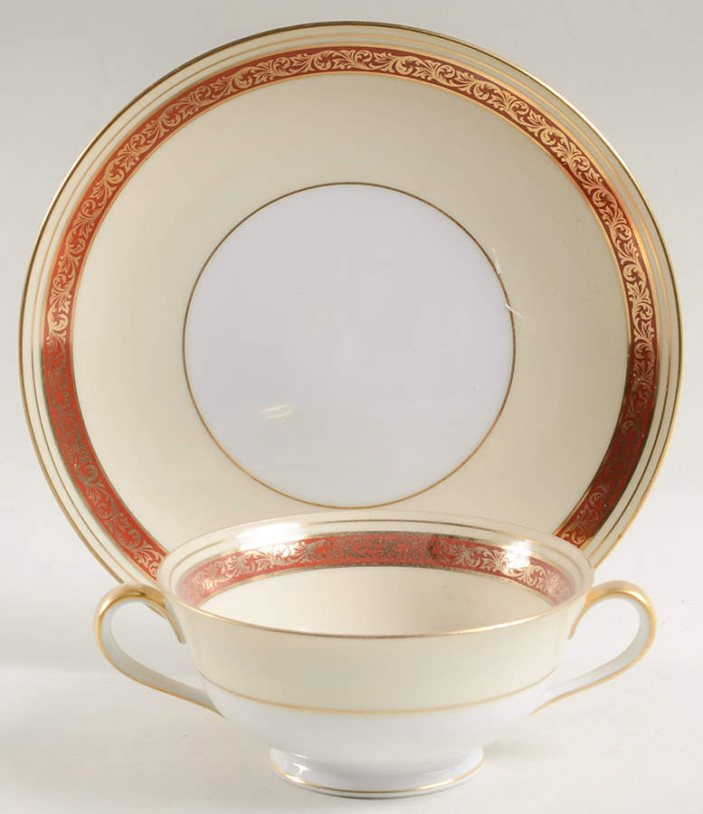 Penrosa Footed Cream Soup Bowl & Saucer Set by Noritake-1