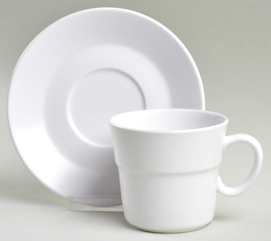 Pearl White (Coupe Shape) Flat Cup & Saucer Set by Noritake-1