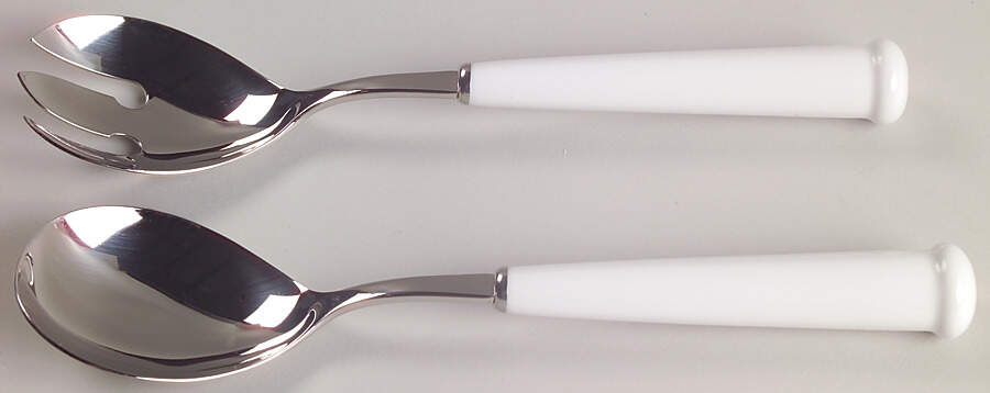 Pearl White (Coupe Shape) (2 Piece) Salad Set with Stainless Bowl by Noritake-1