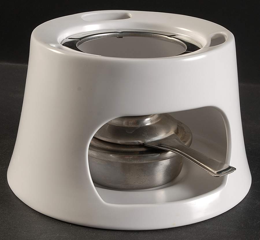 Pearl White (Coupe Shape) Warmer Stand & Burner by Noritake-1