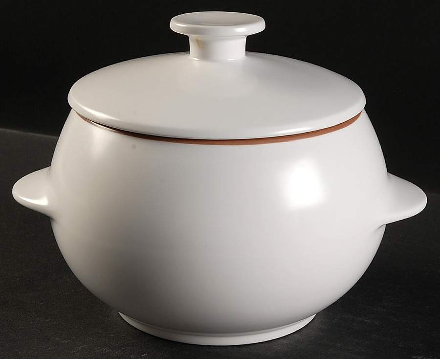 Pearl White (Coupe Shape) Fondue Pot & Lid by Noritake-1