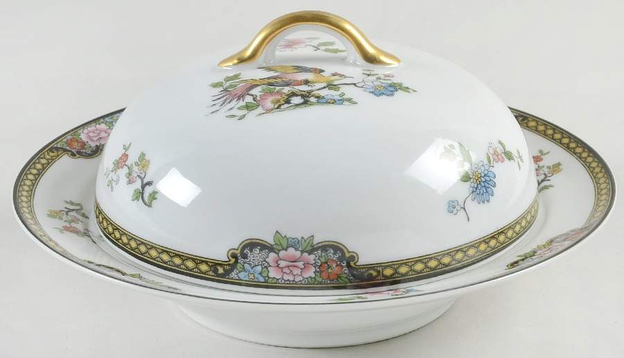 Pheasant Round Covered Butter with Strainer by Noritake-1