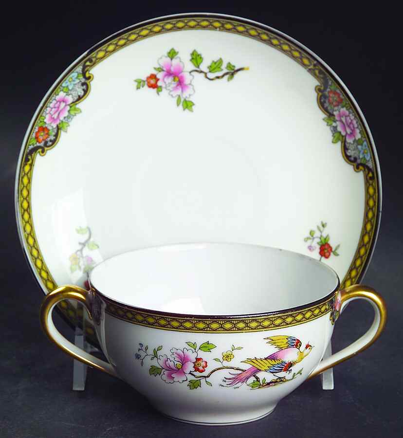 Pheasant Flat Bouillon Cup & Saucer by Noritake-1