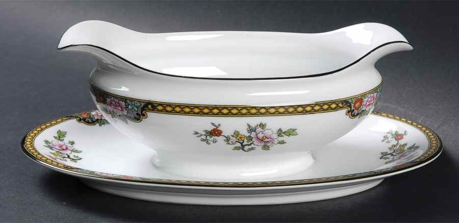 Pheasant Gravy Boat with Attached Underplate by Noritake-1