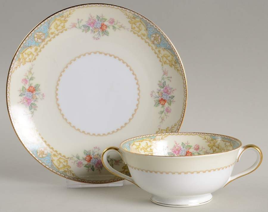 Phoebe Footed Cream Soup Bowl & Saucer Set by Noritake-1