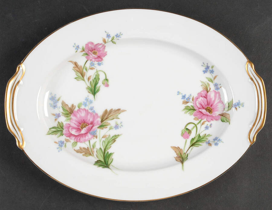 Pink Poppy 11" Oval Serving Platter by Noritake-1