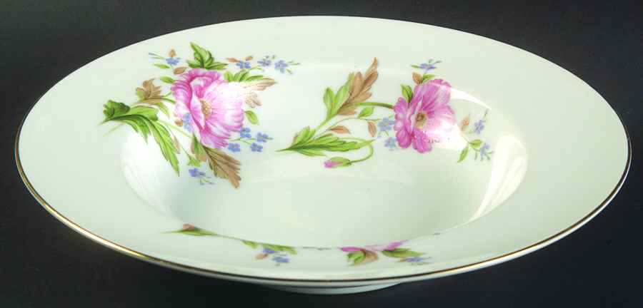 Pink Poppy Rim Soup Bowl by Noritake-1