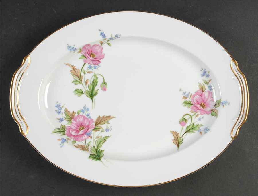 Pink Poppy 13" Oval Serving Platter by Noritake-1