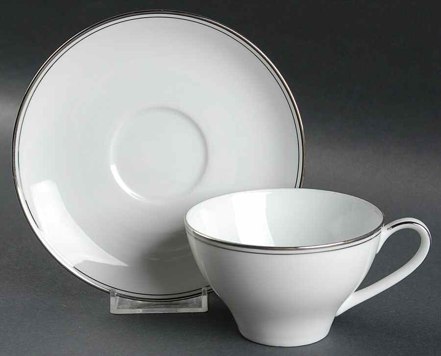 Platina Flat Cup & Saucer Set by Noritake-1