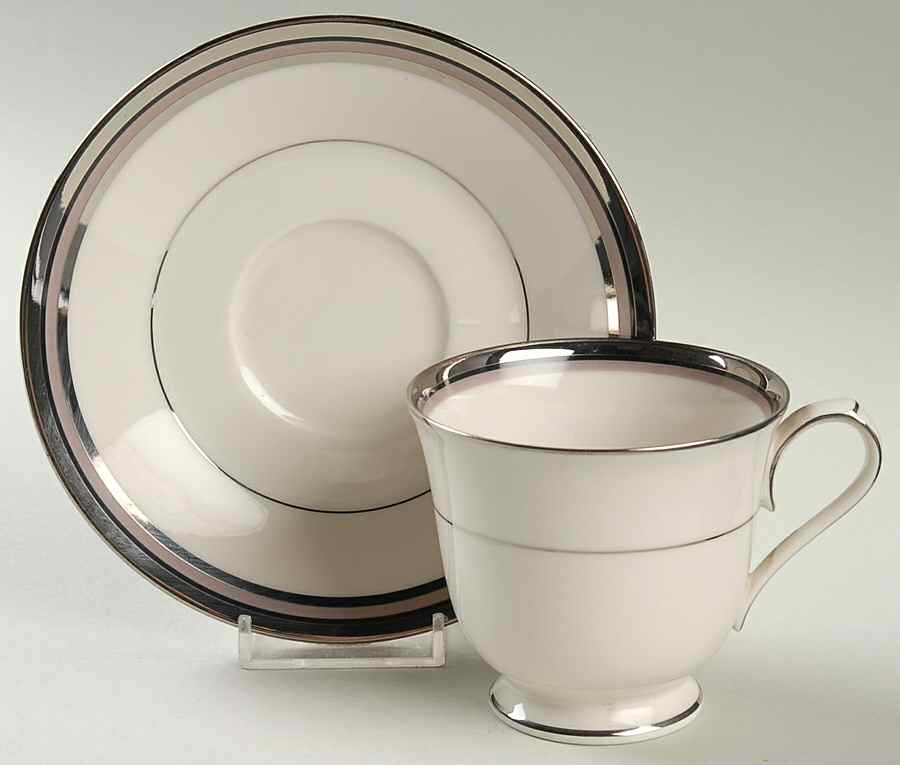 Platinum Lights Footed Cup & Saucer Set by Noritake-1