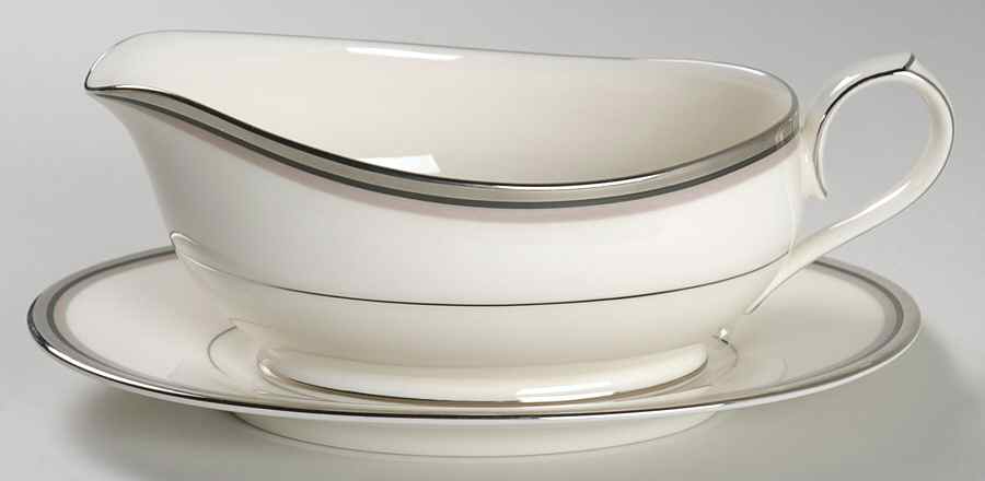 Platinum Lights Gravy Boat & Underplate (Relish/Butter) by Noritake-1