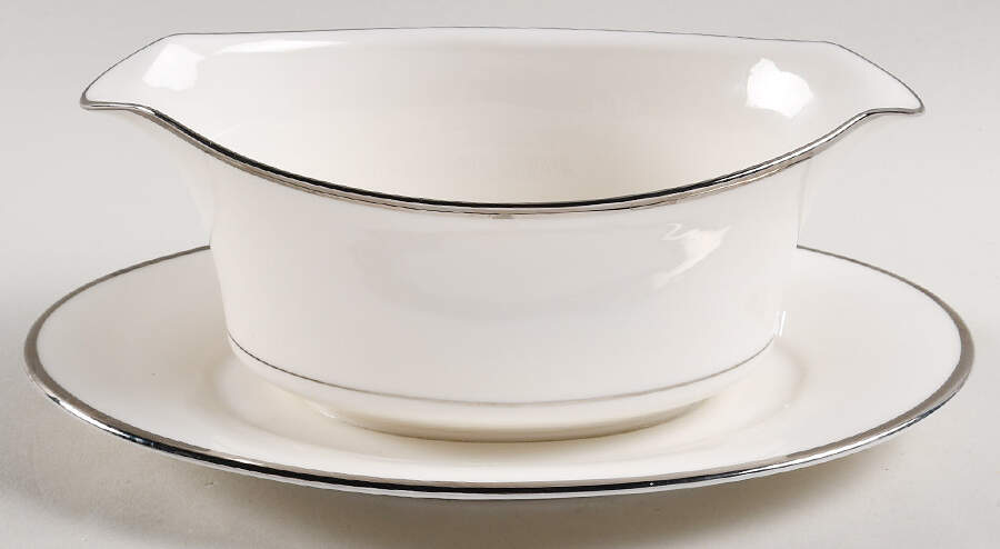 Platinum Serenade Gravy Boat with Attached Underplate by Noritake-1