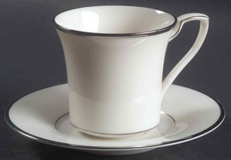 Platinum Serenade Flat Cup & Saucer Set by Noritake-1