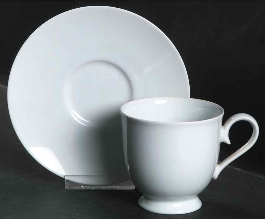 Plain White Footed Cup & Saucer Set by Noritake-1