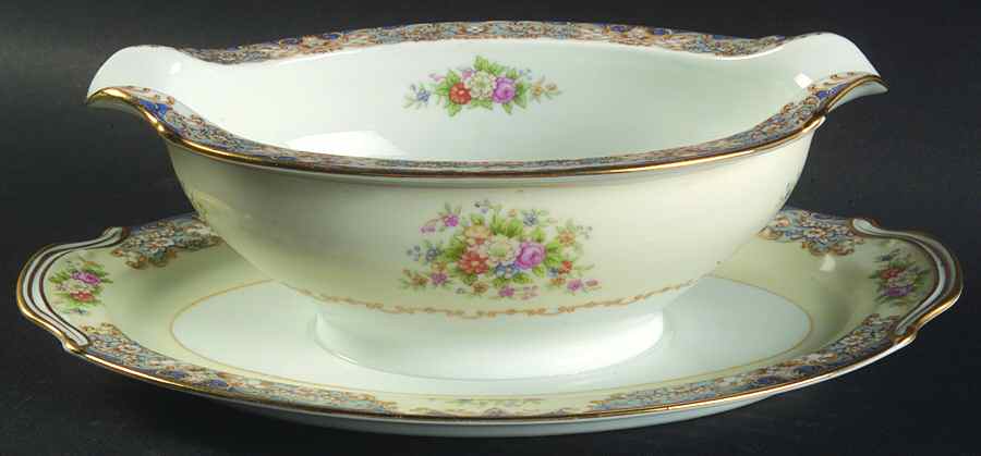 Posy Gravy Boat with Attached Underplate by Noritake-1