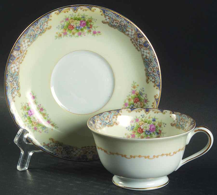 Posy Footed Cup & Saucer Set by Noritake-1