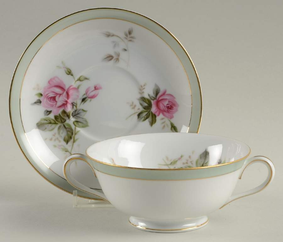 Priscilla Footed Cream Soup Bowl & Saucer Set by Noritake-1