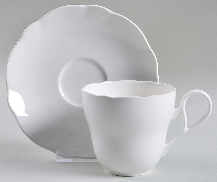 Prima White Flat Cup & Saucer Set by Noritake-1