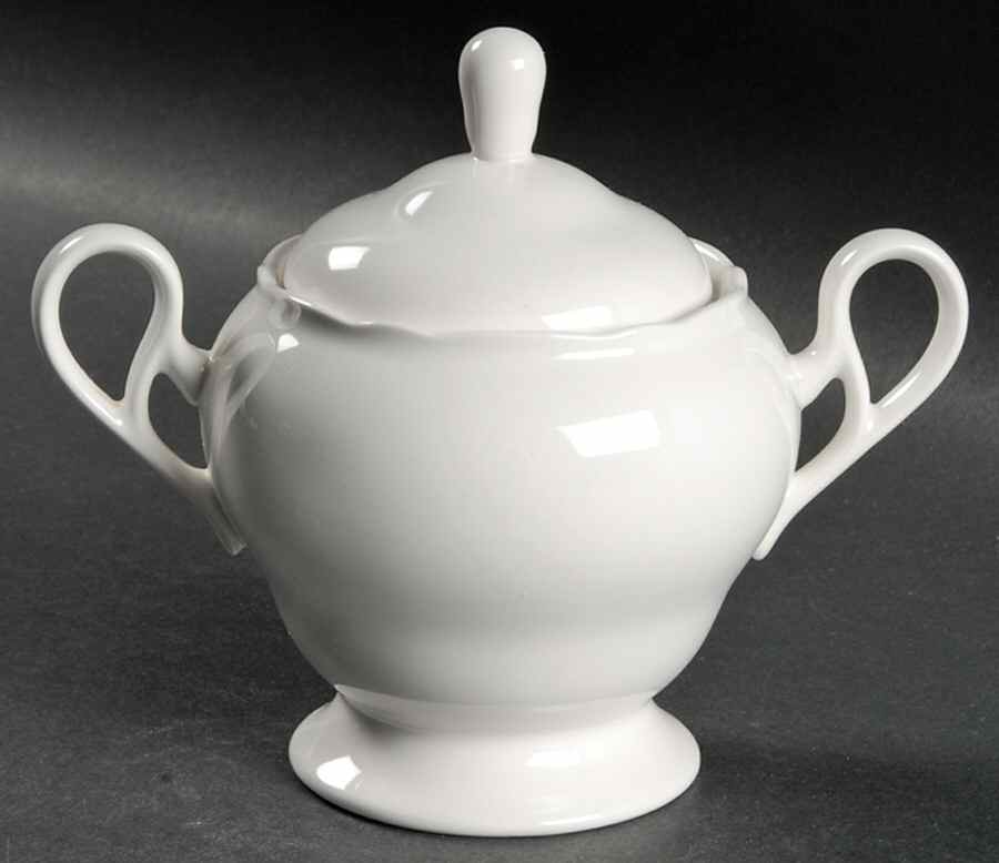 Prima White Sugar Bowl & Lid by Noritake-1