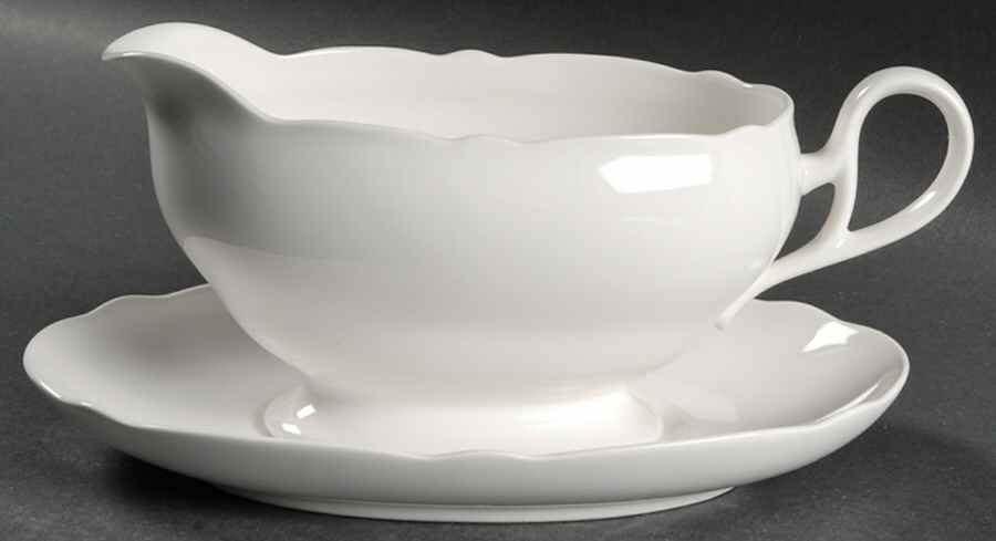 Prima White Gravy Boat & Underplate (Relish/Butter) by Noritake-1