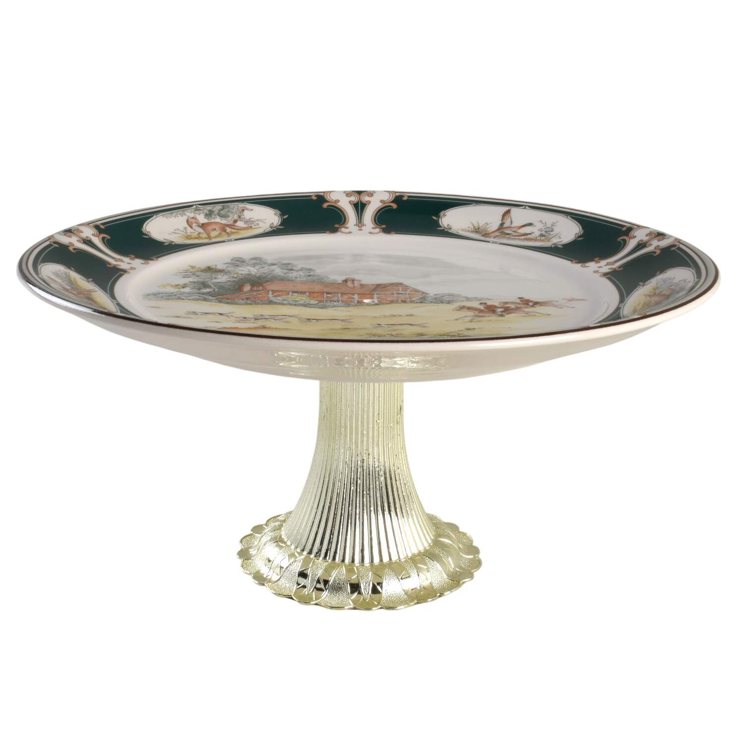 Pursuit Cake Stand with 4"-5" Metal Pedestal  Hc by Noritake-1