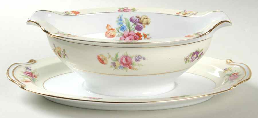Queen Anne Gravy Boat with Attached Underplate by Noritake-1