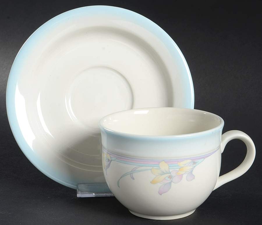 Rainbow End Flat Cup & Saucer Set by Noritake-1