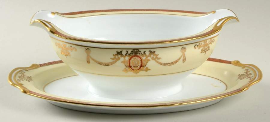 Rainbow Gravy Boat with Attached Underplate by Noritake-1