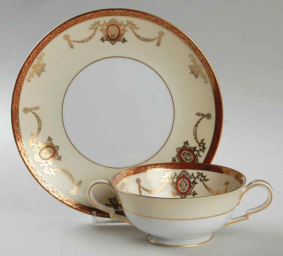 Rainbow Footed Cream Soup Bowl & Saucer Set by Noritake-1