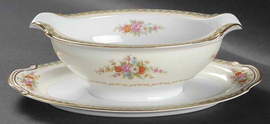Ransdell Gravy Boat with Attached Underplate by Noritake-1
