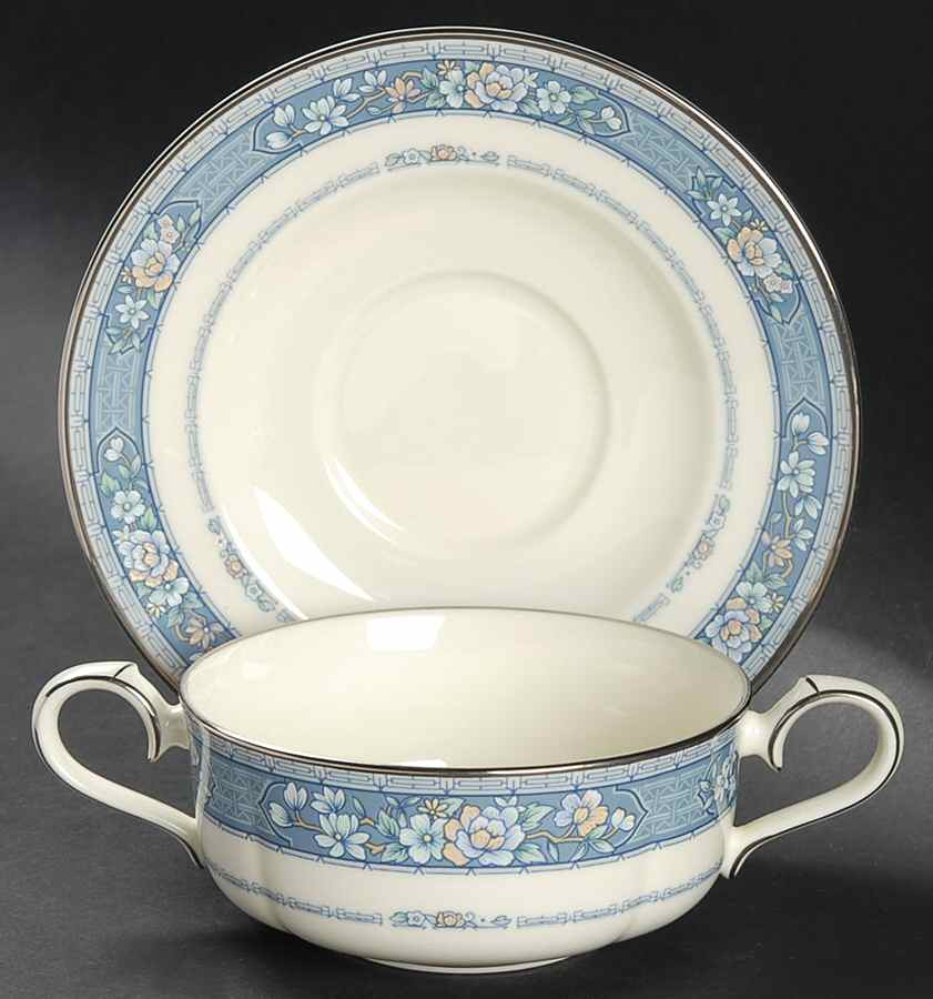 Randolph Flat Cream Soup Bowl & Cup Saucer Set by Noritake-1