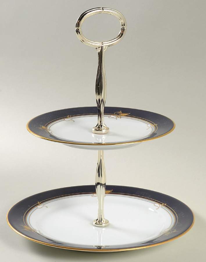 Rangoon 2-Tiered Serving Tray (Salad & Bread/Butter Plate) by Noritake-1