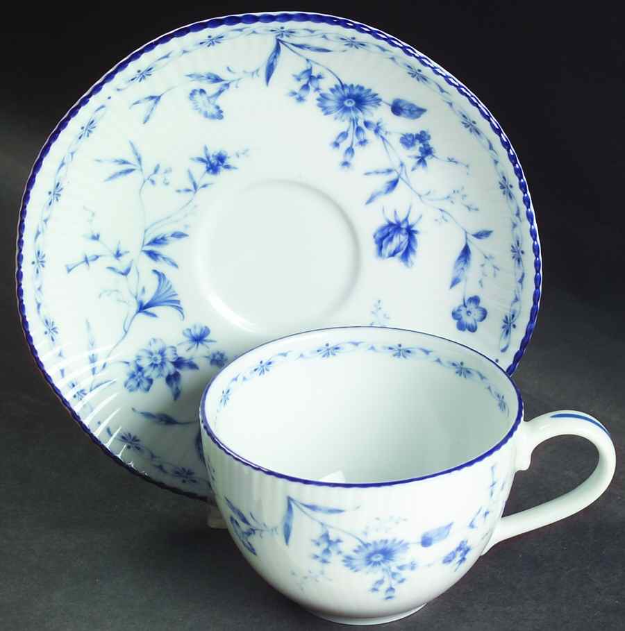 Regis Blue Flat Cup & Saucer Set by Noritake-1