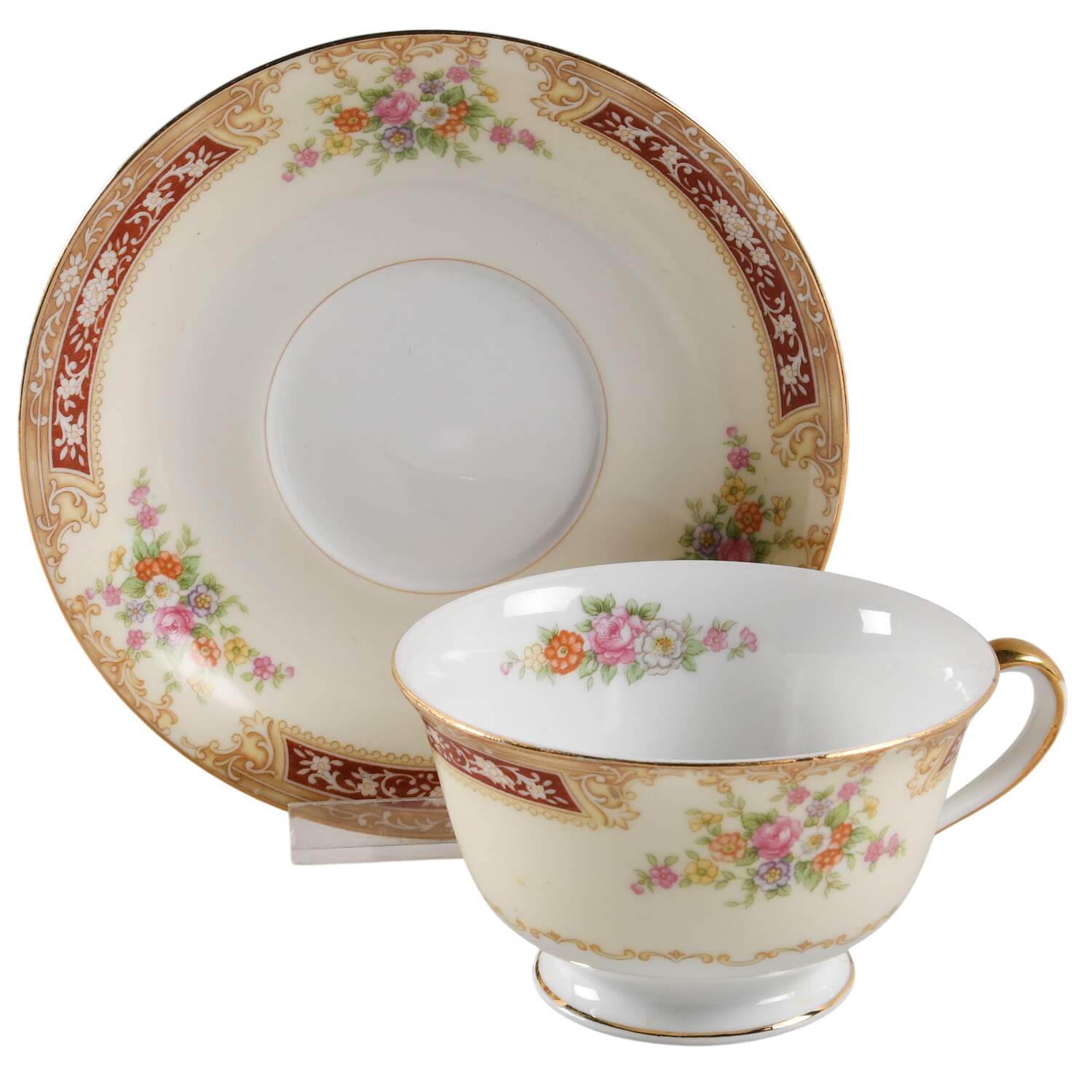 Redlace Footed Cup & Saucer Set by Noritake-1