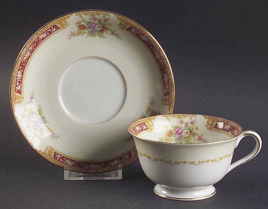 Redlace Footed Cup & Saucer Set by Noritake-1